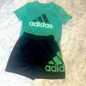 Adidas Black and Green Athletic Shorts